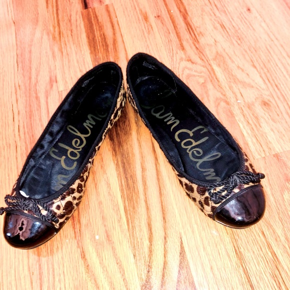 Sam Edelman patent leather and quilted leopard ballet flats with belt - Picture 4 of 12